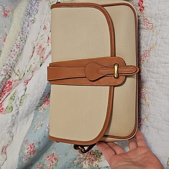 Dooney & Bourke Handbags - Dooney & Bourke Refurbished Cream and Brown Leather Crossbody Bag
